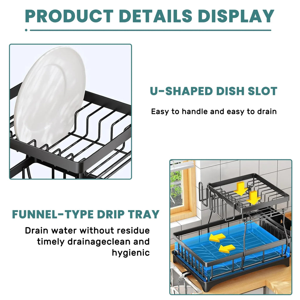 Durable Removable Dish Drying Rack For Kitchen Countertop