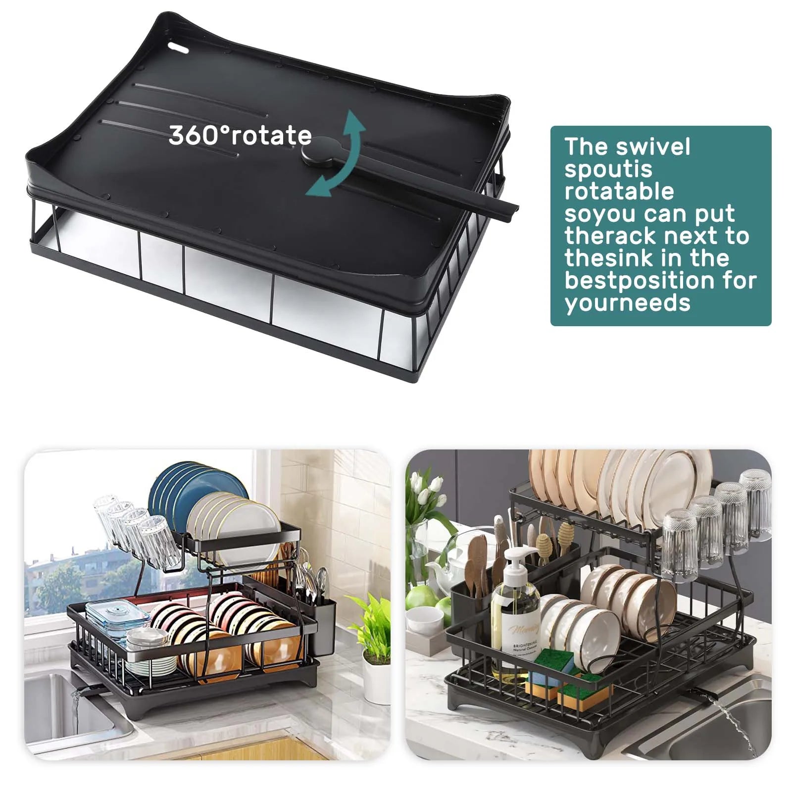 Durable Removable Dish Drying Rack For Kitchen Countertop